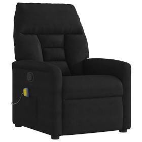 Sillón reclinable de masaje tela de microfibra negro