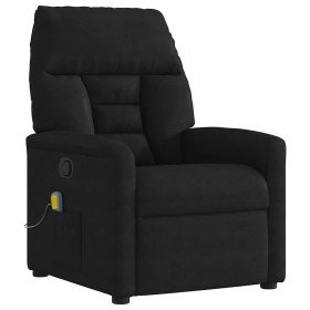 Sillón reclinable de masaje tela de microfibra negro Sillón reclinable de masaje tela de microfibra negro