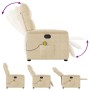 Sillón reclinable de masaje tela de microfibra color crema