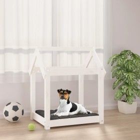 Cama para perros madera maciza de pino blanco 61x50x70 cm