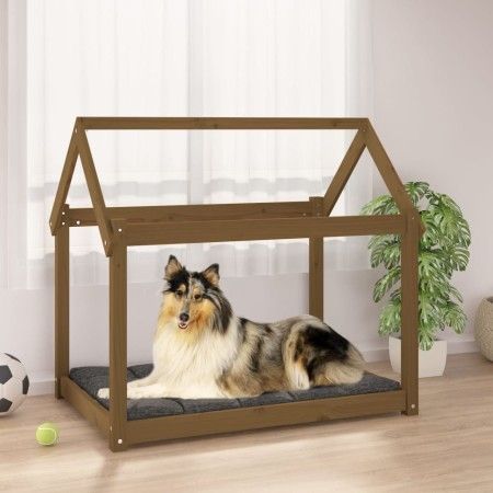 Massives Kiefernholzbett für Hunde in Honigbraun, 101x70x90 cm. von vidaXL, Betten für Hunde - Ref: Foro24-822215, Preis: 65,...