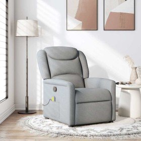 Sillón reclinable de masaje de tela gris claro Sillón reclinable de masaje de tela gris claro