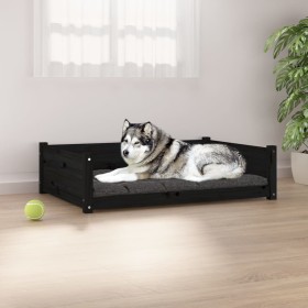 Cama para perros madera maciza de pino negro 105,5x75,5x28 cm