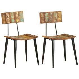 Sillas de comedor 2 unidades madera maciza reciclada