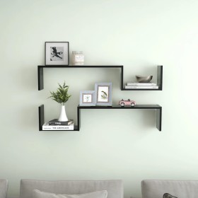 Wandregale 2 Stück schwarzes Sperrholz 100x15x20 cm von vidaXL, Regale und Regale - Ref: Foro24-807269, Preis: 25,02 €, Rabat...