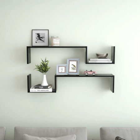 Wandregale 2 Stück schwarzes Sperrholz 100x15x20 cm von vidaXL, Regale und Regale - Ref: Foro24-807269, Preis: 24,91 €, Rabat...