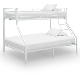 Cama litera sin colchón metal blanco 140x200 cm/90x200 cm