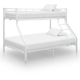 Cama litera sin colchón metal blanco 140x200 cm/90x200 cm Cama litera sin colchón metal blanco 140x200 cm/90x200 cm
