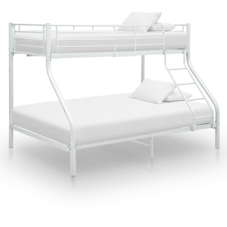 Cama litera sin colchón metal blanco 140x200 cm/90x200 cm