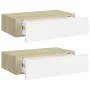 Wall shelves with drawer 2 pcs MDF oak/white 40x23.5x10cm by vidaXL, Shelves and shelves - Ref: Foro24-330250, Price: 69,70 €...