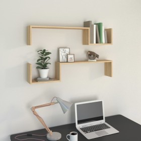Wall shelves 2 units engineered wood oak 100x15x20 cm by vidaXL, Shelves and shelves - Ref: Foro24-807271, Price: 23,89 €, Di...