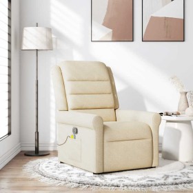 Sillón de masaje reclinable de tela crema Sillón de masaje reclinable de tela crema