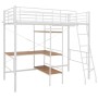 Cama litera con mesa sin colchón metal blanco 90x200 cm