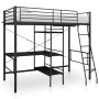Estructura de litera con mesa de metal negro 90x200 cm