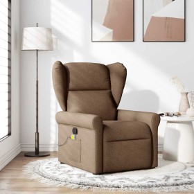 Sillón reclinable con masaje de tela marrón Sillón reclinable con masaje de tela marrón