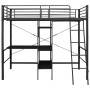 Estructura de litera con mesa de metal negro 90x200 cm