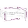 Hundebett aus massivem weißem Kiefernholz, 75,5 x 55,5 x 28 cm von vidaXL, Betten für Hunde - Ref: Foro24-821478, Preis: 57,7...