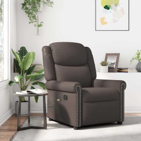 Sillón reclinable de cuero sintético marrón brillante