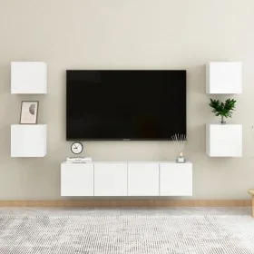 Wohnzimmermöbel 6-teilig aus weißem Glanz-Ingenieurholz von vidaXL, TV-Möbel - Ref: Foro24-3079290, Preis: 172,50 €, Rabatt: %