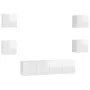 Muebles de salón 6 pzas madera ingeniería blanco brillo by vidaXL, TV Furniture - Ref: Foro24-3079290, Price: 172,50 €, Disco...
