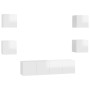 Muebles de salón 6 pzas madera ingeniería blanco brillo by vidaXL, TV Furniture - Ref: Foro24-3079290, Price: 175,40 €, Disco...