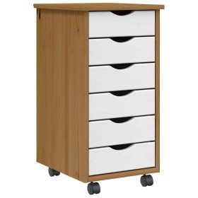 Cajonera con ruedas MOSS madera maciza pino marrón miel