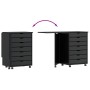 Mueble con ruedas y escritorio MOSS madera maciza pino negro