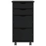 Cajonera con ruedas MOSS madera maciza de pino negro