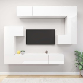 Set de muebles de TV 8 pzas madera contrachapada blanco brillo
