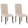 Sillas de comedor 2 unidades tela con apariencia de lino beige