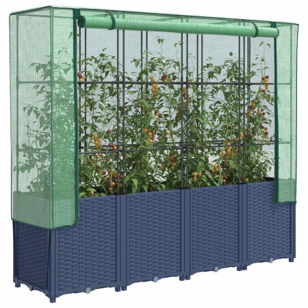 Jardinera elevada con cubierta de invernadero aspecto ratán 160x40x153 cm en Maceteros y jardineras | Comprar online en Foro24