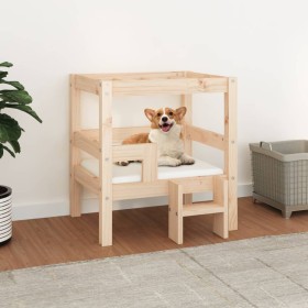Cama para perros madera maciza de pino 55,5x53,5x60 cm