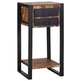Mesa Auxiliar con cajón Multicolor Madera reciclada maciza