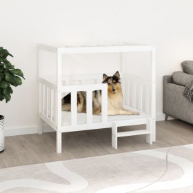 Cama para perros madera maciza de pino blanco 105,5x83,5x100 cm