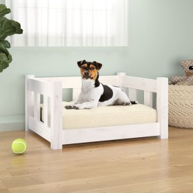 Cama para perros madera maciza de pino blanca 55,5x45,5x28 cm