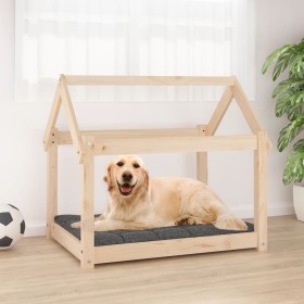 Cama para perros madera maciza de pino 81x60x70 cm