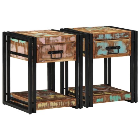 Armario de Noche 2 pcs 40 x 40 x 50 cm madera maciza reciclada