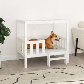Cama para perros madera maciza de pino blanco 95,5x73,5x900 cm