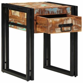 Mesa Auxiliar con cajón 40 x 40 x 50 cm madera maciza reciclada