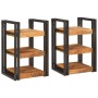 Mesa de Noche 2 pcs Marrón y negro Madera de mango maciza