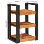 Mesa de Noche Marrón y negro Madera Sólida de Acacia