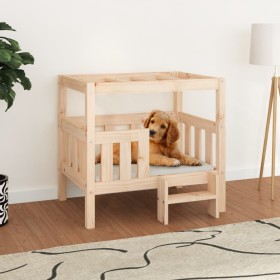 Cama para perros madera maciza de pino 75,5x63,5x70 cm