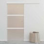 Puerta corredera vidrio ESG y aluminio plateado 90x212 cm