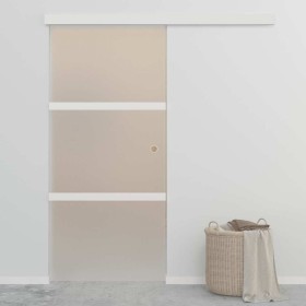 Puerta corredera vidrio ESG y aluminio plateado 90x212 cm