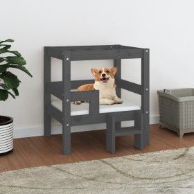 Hundebett aus massivem, grauem Kiefernholz, 55,5 x 53,5 x 60 cm von vidaXL, Betten für Hunde - Ref: Foro24-822369, Preis: 55,...