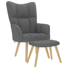 Sillón de relax con taburete tela gris oscuro Sillón de relax con taburete tela gris oscuro