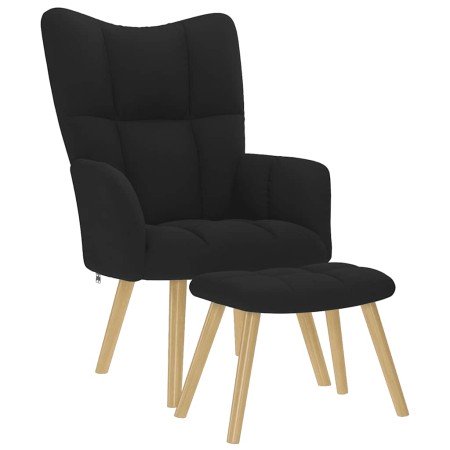 Sillón de relax con taburete tela negro en Sillones | Comprar online en Foro24