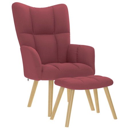 Sillón de relax con taburete tela rojo tinto en Sillones | Comprar online en Foro24