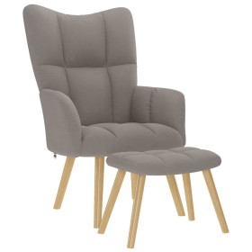 Sillón de relax con taburete de tela gris taupé Sillón de relax con taburete de tela gris taupé