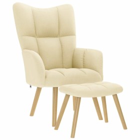 Sillón de relax con taburete tela color crema Sillón de relax con taburete tela color crema
